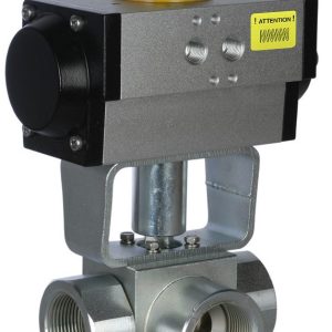 Шаровый кран, 3-ходовой, L-/Т-порт, углерод. сталь, Dn8-40, Pn350-400 BSP/NPT/под приварку встык/под приварку внахлест с пневмоприводом
