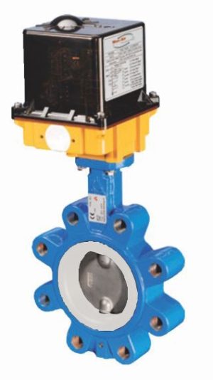 Дисковый затвор LUG с уплотнением PTFE с электроприводом