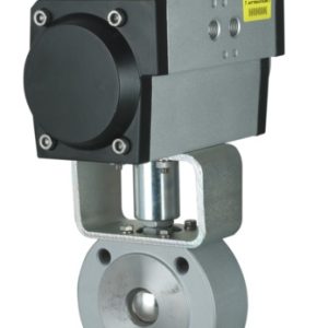 Шаровый кран, 2-ходовой,фланцевый, тип WAFER, углерод. сталь, Dn15-150, Pn16-40 с пневмоприводом